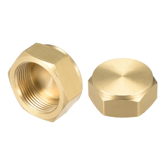 Unique Bargains Bouchon de Valve en Laiton pour Raccord de Tuyau Femelle 1/2 Pieds g Tête Hexagonale Connecteur 2 Pcs