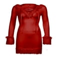 thumbnail image 4 of Robe à Capuche Duveteuse pour Femmes Manches Longues Robe Moulante en Fourrure Robe de Noël en Velours Robe de Père Noël Rouge S, 4 of 8