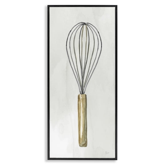 Stupell Industries French Country Rustic Kitchen Whisk Black Framed Giclee Art, 10 x 24, by Nan
