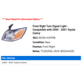thumbnail image 2 of Front Right Turn Signal Light - Compatible with 2000 - 2001 Toyota Camry, 2 of 2