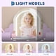 thumbnail image 4 of Purple de madera para niños makeup vanity escritorio con mirror lights y stool, 4 of 6