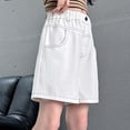 thumbnail image 5 of Rggeeun Baby Girls Jean Shorts Elastic Waist With Side Pockets Loose Fit Above Knee Breathable For Summer Everyday Use Cozy Bottoms,White,7-8 Years, 5 of 8