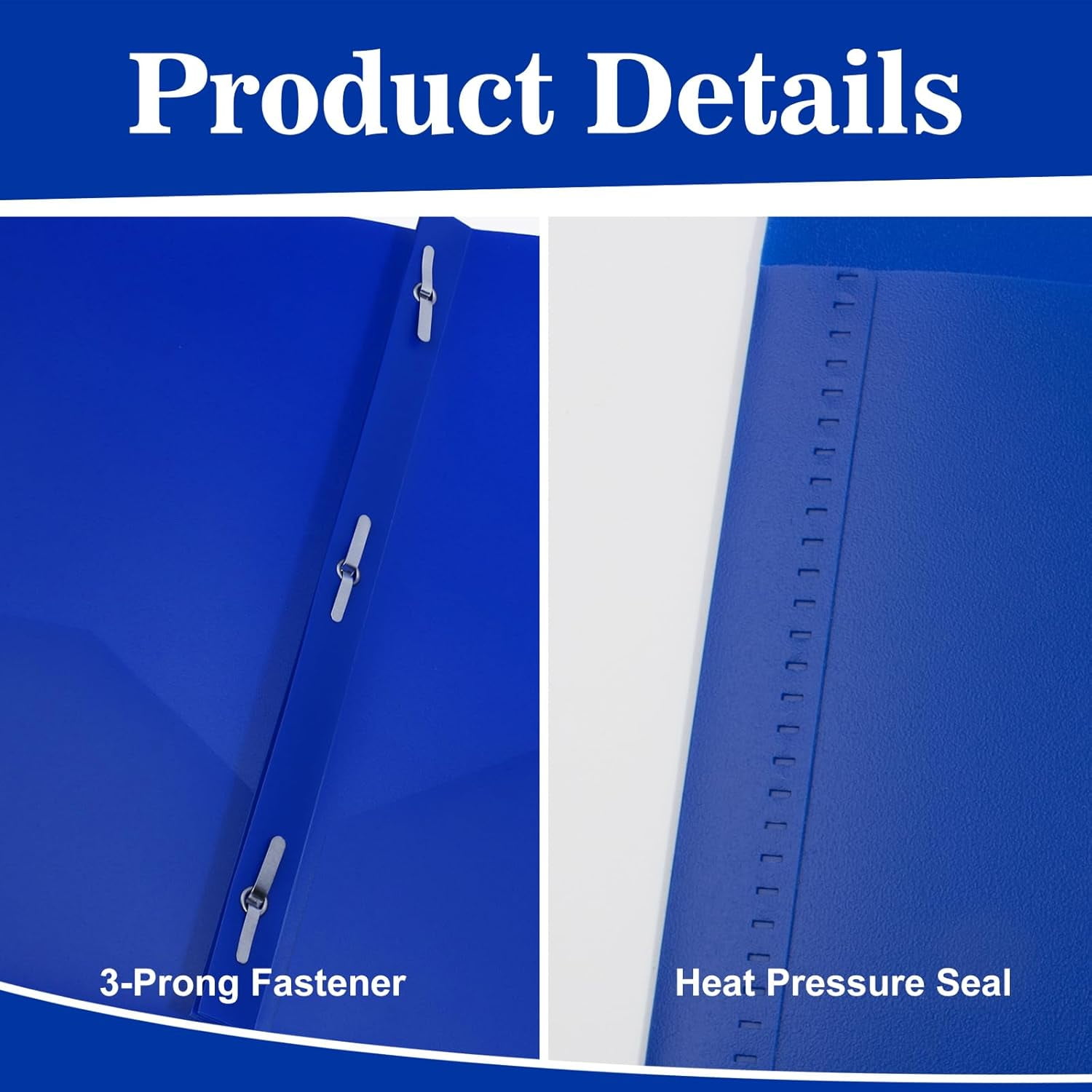 60-Pack Plastic Folders with Pockets and Prongs,2-Pocket Poly Folders with 3 Fasteners Holds 8-1/2" x 11" Paper for School/Office/Home, Blue