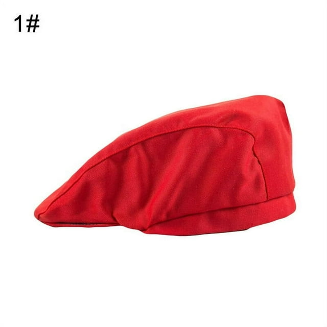 Chef Hat Unisex Beret Geometric Pattern Duck Mouth Style Men Women Pure Color Short Brim Chef Hat for Baker