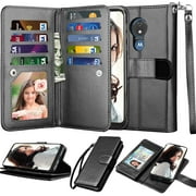 Moto G7 Power Wallet Case, Motorola G7 Supra/XT1955/Moto G7 Optimo Maxx XT1955DL Case, Njjex [9 Card Slots] PU Leather