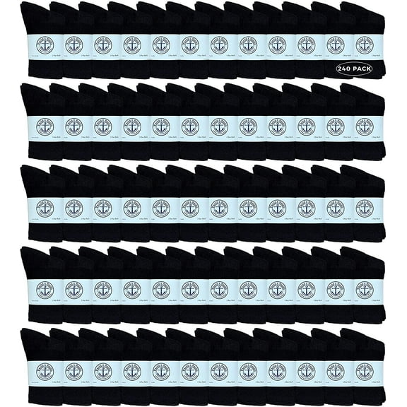 Yacht & Smith 240 Pairs Wholesale Kids Crew Socks, Childrens Cotton Casual Crew Socks Size 6-20
