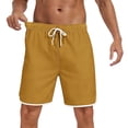 thumbnail image 6 of YLSDY Men's Summer Solid Drawstring Beach Shorts, Elastic Waist Comfort Fit, 5 Inch Lightweight Swim Trunks for Men Gold XXL, 6 of 7
