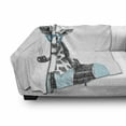 thumbnail image 2 of Hipster Soft Flannel Fleece Throw Blanket, Hand Drawn Funny Giraffe with Glasses Vest Vintage Mono Colored Illustration, Cozy Plush for Indoor and Outdoor Use, 50" x 60", Blue Grey, by Ambesonne, 2 of 5