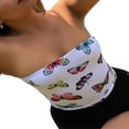 thumbnail image 2 of Women Sexy Vest Wrapped Tube Top Butterfly Print Slim Fit Strapless Tops, 2 of 7