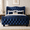 Navy Blue, variant on YAURA Queen Upholstered Bed Frame with 50" Tall Wingback Headboard and Footboard, Button Tufted Velvet Platform Bed, No Box Spring Needed, Noise Free