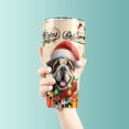 thumbnail image 3 of Merry Christmas Santa Bulldog Scarf Twinkling Lights Xmas Holiday 30oz Stainless Steel Tumbler Insulated Cup with Lid Dog Lover Gifts Idea - 00022, 3 of 5