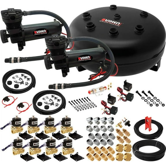 Vixen Air Suspension Kit for Truck/Car Bag/Air Ride/Spring. On Board System- Dual 200psi Compressor, 4 Gallon Tank. For Boat Lift,Towing,Lowering,Load Leveling,Onboard Train Horn VXX1208H/4840DB