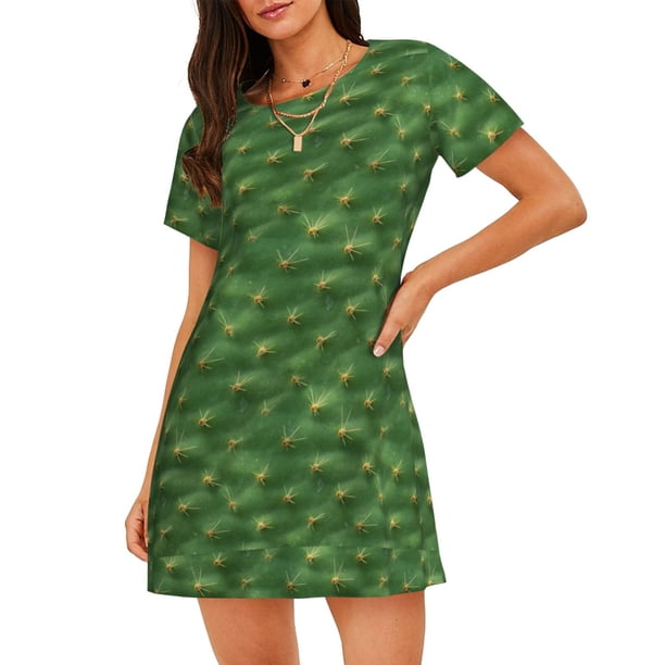 Balery Cactus 3 Camisón de manga corta con cuello redondo para mujer, cómodo y elegante.