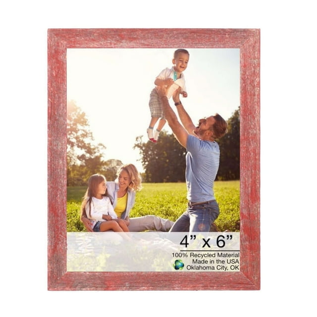 Cadre en Bois Rouge Rustique de Style Ferme 4” x 6”