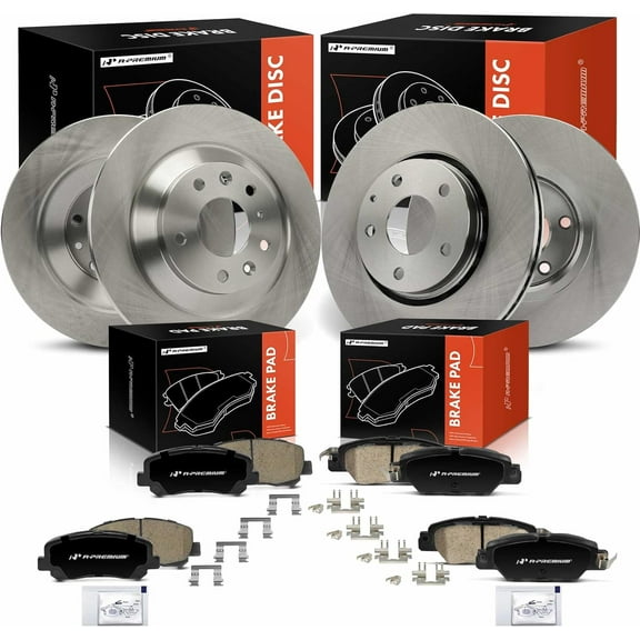 A-Premium Front Vented and Rear Solid Disc Brake Rotors   Ceramic Pads Kit Compatible with Select Mazda Models - CX-5 CX5 2016 2017 2018 2019, 12-PC Set