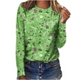 thumbnail image 1 of HKEJIAOI T-Shirts à Manches Longues en Polyester pour Femmes Imprimé Graphique Col Rond Blouses Habillées Décontractées Manches Longues, 1 of 5