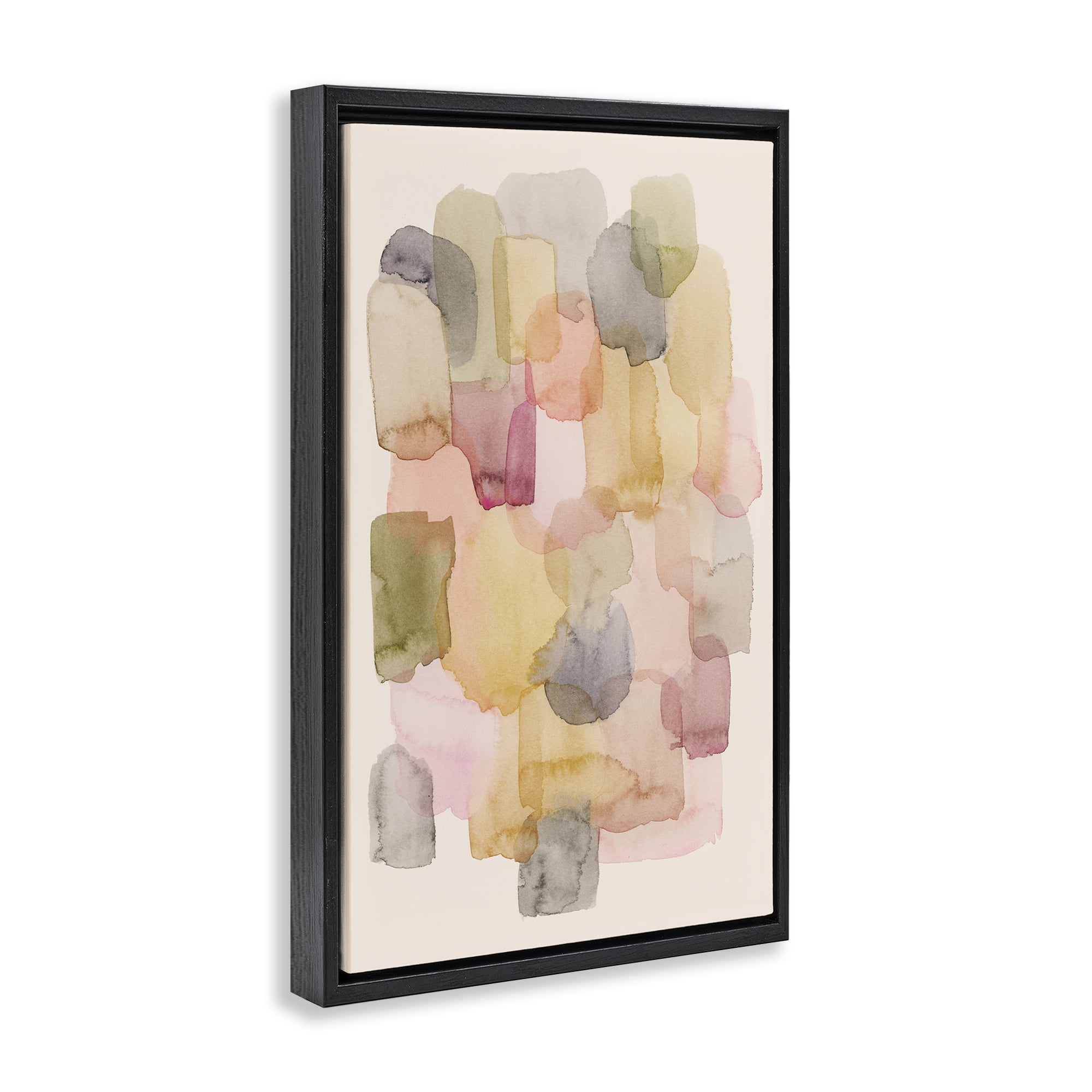 Stupell Industries Various Paint Blobs Abstract Painting Black Floater Framed Canvas Art Print Wall Art, 21 x 31