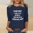 thumbnail image 1 of Honeeladyy - Camisetas de cuello redondo y manga 3/4 para mujer, informales, básicas, de verano, estilo túnica holgada, para otoño, para uso formal (azul marino, 2XL), 1 of 5