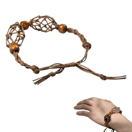 

Fovolat Bracelet Crystal Stone Holder Replacement Bracelets Rope with Empty Gemstone Bead Spiral Cages Hand-Woven Quartz Crystal Pendant Net Bag with Adjustable Length for DIY Bracelet excitement