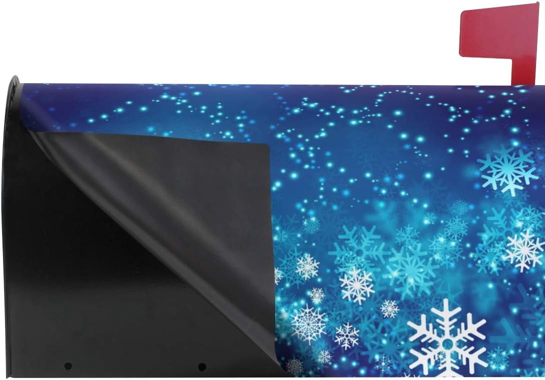 Christmas Snowflakes Winter Magnetic Mailbox Cover Oversized for Garden Yard Outdoor Decorations-25.5" x20.8