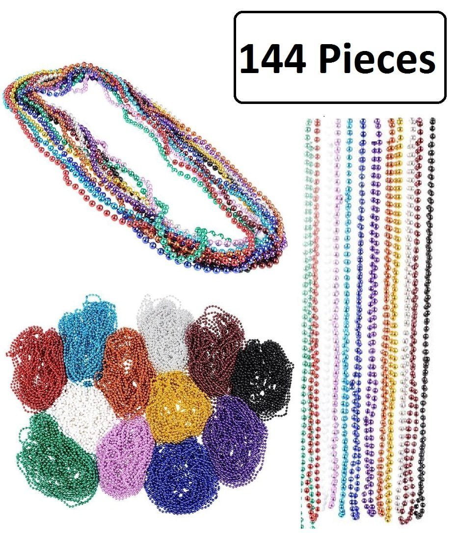 Bulk 12 Dozen Fun Express Metallic Mega Bead Necklaces