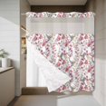 thumbnail image 4 of Spring Scenery No Hook Shower Curtain with Snap in Liner Country Pink Watercolor Flowers Leaves Birds Waterproof Bathroom Shower Curtain with See Through Top Window for Bathtub 72" x 72", 4 of 9