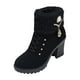 thumbnail image 1 of Botas de invierno para mujer, botines, botas cortas, cómodas, a la moda, con tacón de bloque grueso. Negro, 1 of 9