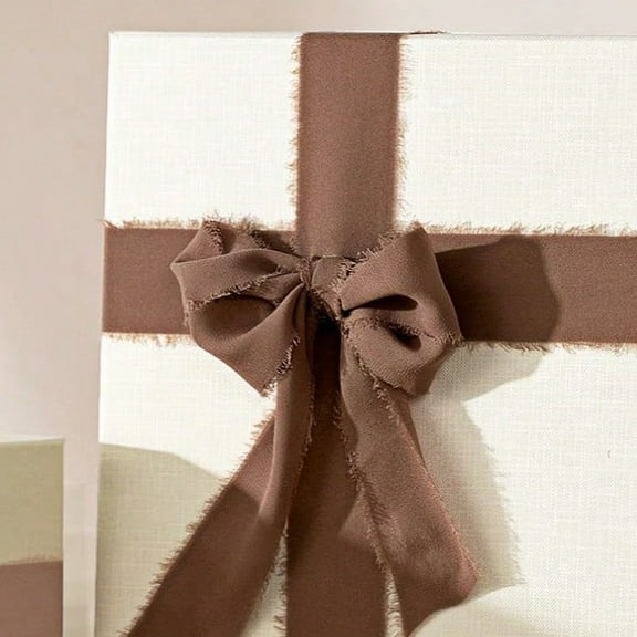 Nvzi Ribbons , 4-Pack Chiffon Ribbon (Dark Coffee) - 4cm*5yd Frayed Edge Ribbon, Ideal for Gift Wrapping (Gift Wrap Ribbon), Wedding Ribbon, Wrapping Ribbon & Ribbons for Crafts