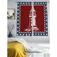thumbnail image 3 of Independence Day Sheer Curtains 2 Panels Set, U.S. Flag Ocean Coastal Lighthouse Star Navy Blue Light Filtering Rod Pocket Voile Drapes, Window Sheer Curtains for Living Room/Bedroom, 52'' W x 72'' L, 3 of 7