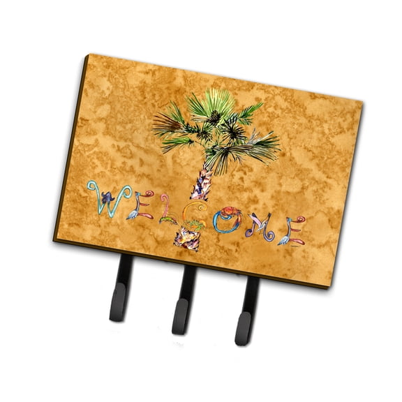 Welcome Palm Tree on Gold Leash or Key Holder