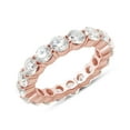 thumbnail image 3 of Eternity Moissanite Ring, 5cttw D Color Lab Created Diamond 14K Rose Gold Over Sterling Silver Eternity Wedding Band Ring for Women-7, 3 of 6