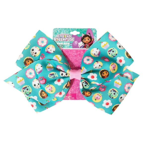 LUV HER Cute Gabby's Dollhouse Single Hair Bow For Girls - One Large Printed Hair Bow Featuring your Favorite Character Cakey - Alligator Clip - Birthday Gift for Girls Ages 3 