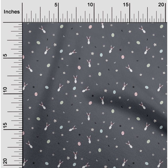 oneOone Cotton Cambric Fabric Easter Egg|Floral & Rabbit Animal Print Fabric by Yard 56 Inch Wide
