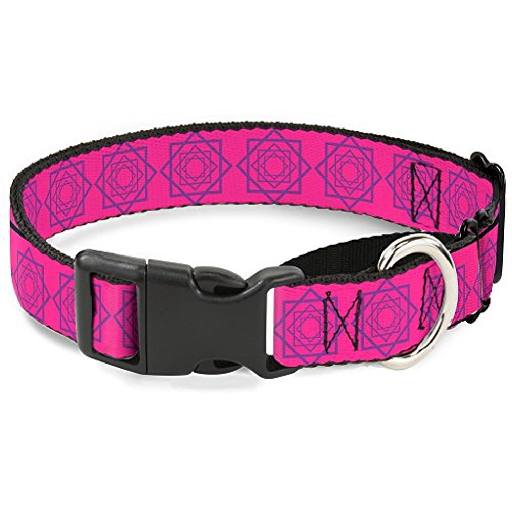 Buckle-Down Rotating Squares Pink Purple Martingale Dog Collar