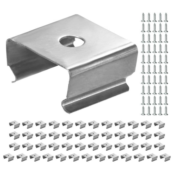 Uxcell Clips de Luz de Tira LED Impermeables [50pcs] - Clips de Montaje con Tornillos para Tira de Neón Flexible LED de 13x15mm, Señales de Neón DIY - [Plata - 0.6 IN]