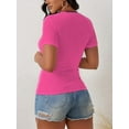 thumbnail image 4 of Womens Cutout Tops Fashion Sexy Short Sleeve Lightweight Slim Fitted Tops Tshirts, 4 of 5