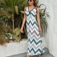 thumbnail image 6 of Aqua Chevron Pattern Sleeveless Dress Dresses Women Summer Evening Dresses Ladies Bohemia Long Dresses, 6 of 9