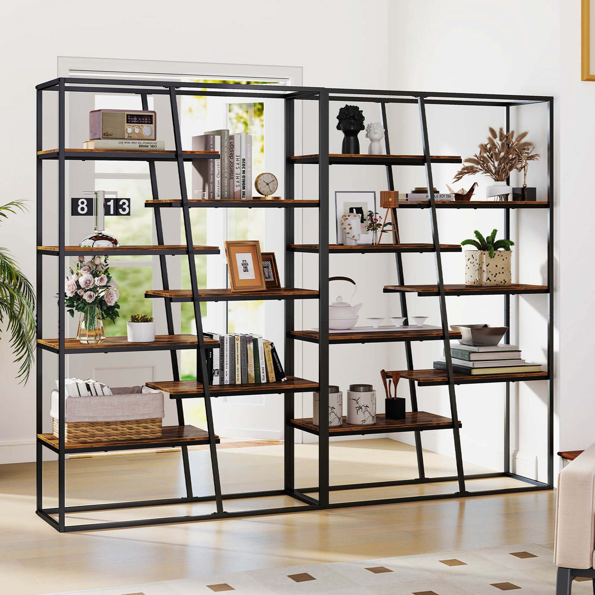 Costway 71" Tall Bookshelf with Heavy-duty Metal Frame 7-Tier Industrial Etagere Bookcase