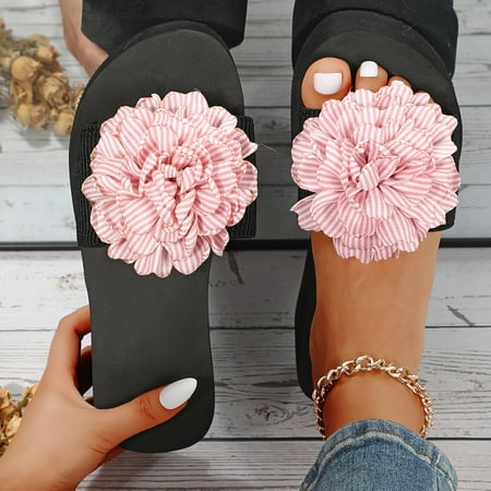 

PEASKJP Strappy Sandals for Women Women Summer Fashion Round Toe Comfortable Flat Bottom Slippers Thong Strappy Summer Shoes Pink 38