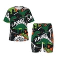 thumbnail image 1 of Lsque Dinosaur Skeleton Pattern Girls' Sleeve Top and Shorts Snug Fit Cotton 2 Piece Lightweight Pajama Sets-Medium, 1 of 6
