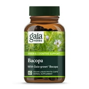 Gaia Herbs, Bacopa, Brain and Cognitive Support, Vegan Liquid Capsules, 60 Count