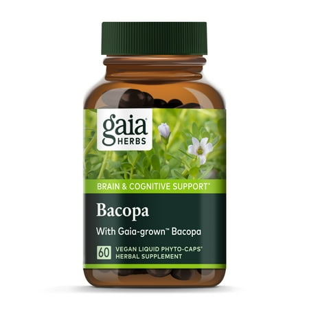 Gaia Herbs, Bacopa, Brain and Cognitive Support, Vegan Liquid Capsules, 60 Count