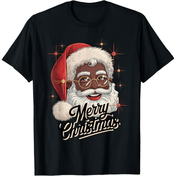 African American Santa Christmas Black Xmas T-Shirt- American fashion hot selling casual retro high quality 100% cotton T-shirt 1 piece