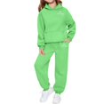 thumbnail image 2 of Zefriona Kids Thermal Fleece Heart Graphic Hooded Sweatshirt and Matching Jogger Pants Set 2-13Y Mint Green Size 10, 2 of 3