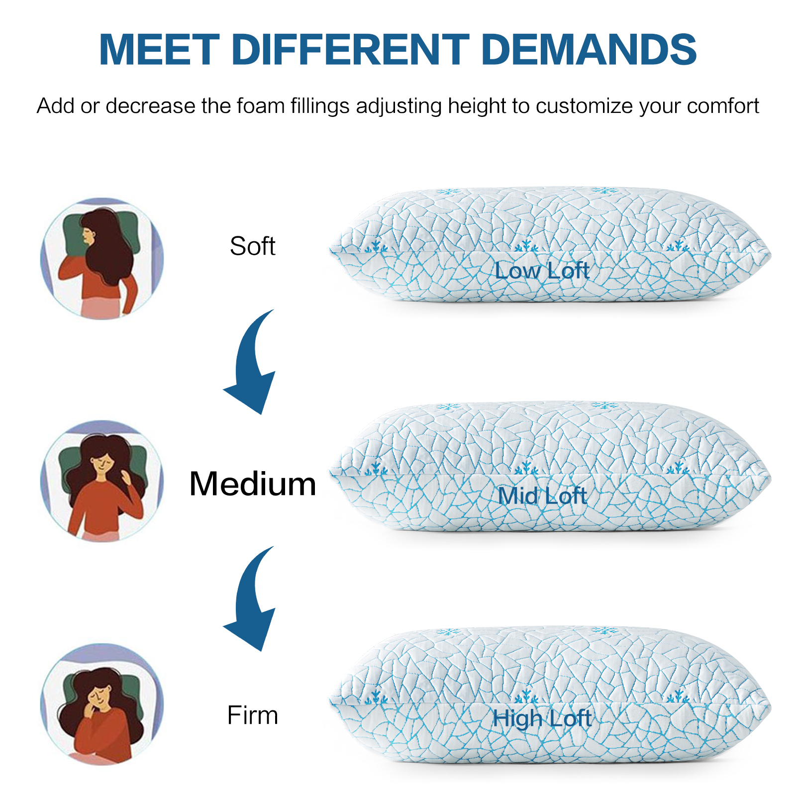 EMONIA Cooling Memory Foam Queen Pillows, Set of 2 photo 4