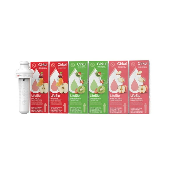 Cirkul LifeSip Flavor Cartridge Variety Pack, 6-Pack (2 Fruit Punch, 2 Strawberry Kiwi, 2 Honeycrisp Apple), Cirkul Sip® flavor cartridges, 6-pack
