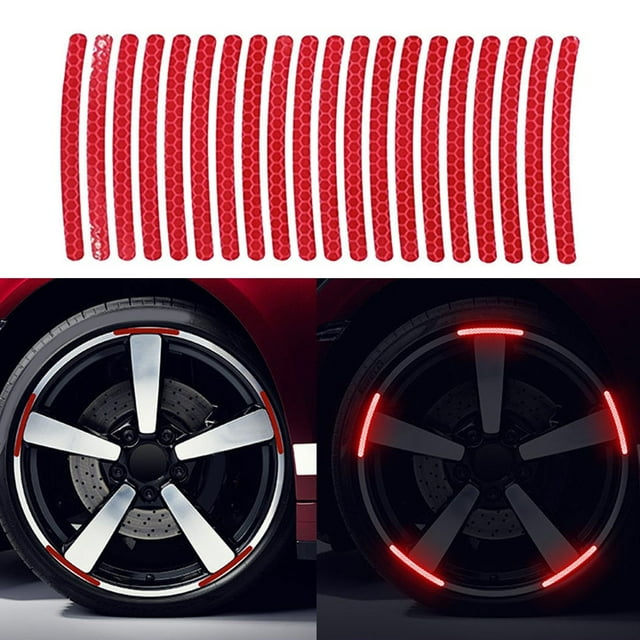 Lefu 20 Pcs Bandes Réfléchissantes Autocollants Moyeu de Roue Jante Bande Ruban Décalque Accessoires de Voiture
