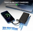 thumbnail image 3 of 10000mAh Portable Power Bank, Ultra-Slim All-in-One Portable Charger, Built-in USB-C Cable for Input & Output, 22.5W 4-Port Fast Charging, Safe Li-Polymer Battery Pack for iPhone 12-17/Android, 3 of 9