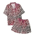 thumbnail image 7 of RMGVDSD Women's Leopard Print Pajama Set Sleepwear Silk Satin Pajamas Short Sleeved Button Up Top And Shorts Set Loose Fit Matching Outfits, 7 of 7