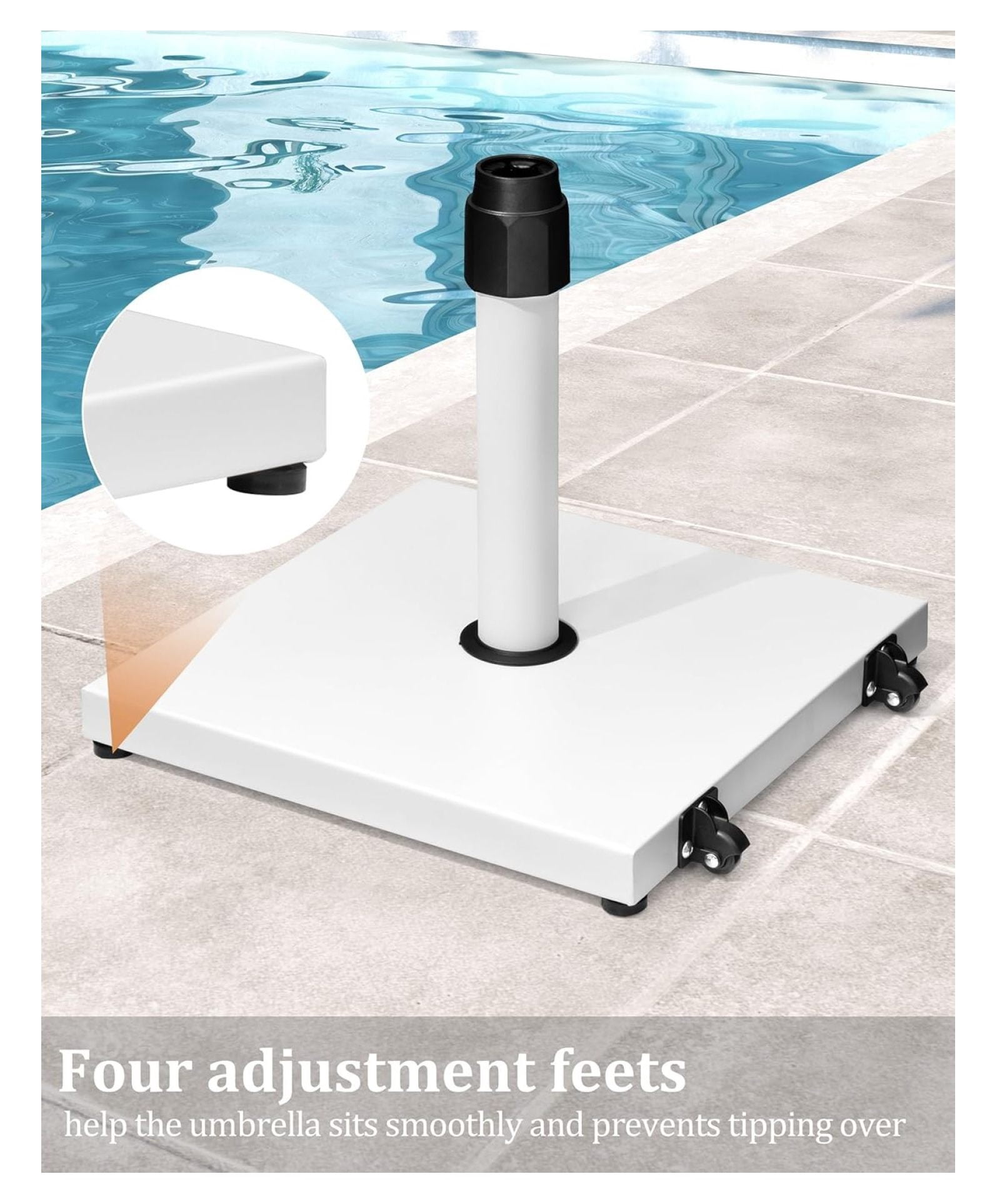 42lbs Patio Umbrella Base - Heavy Duty Outdoor Patio Umbrella Stand for Deck with , Poolside, Balcony, Wind-Resistant Design, White